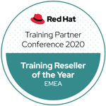 Red Hat Training Reseller Of The Year EMEA 2020 award badge